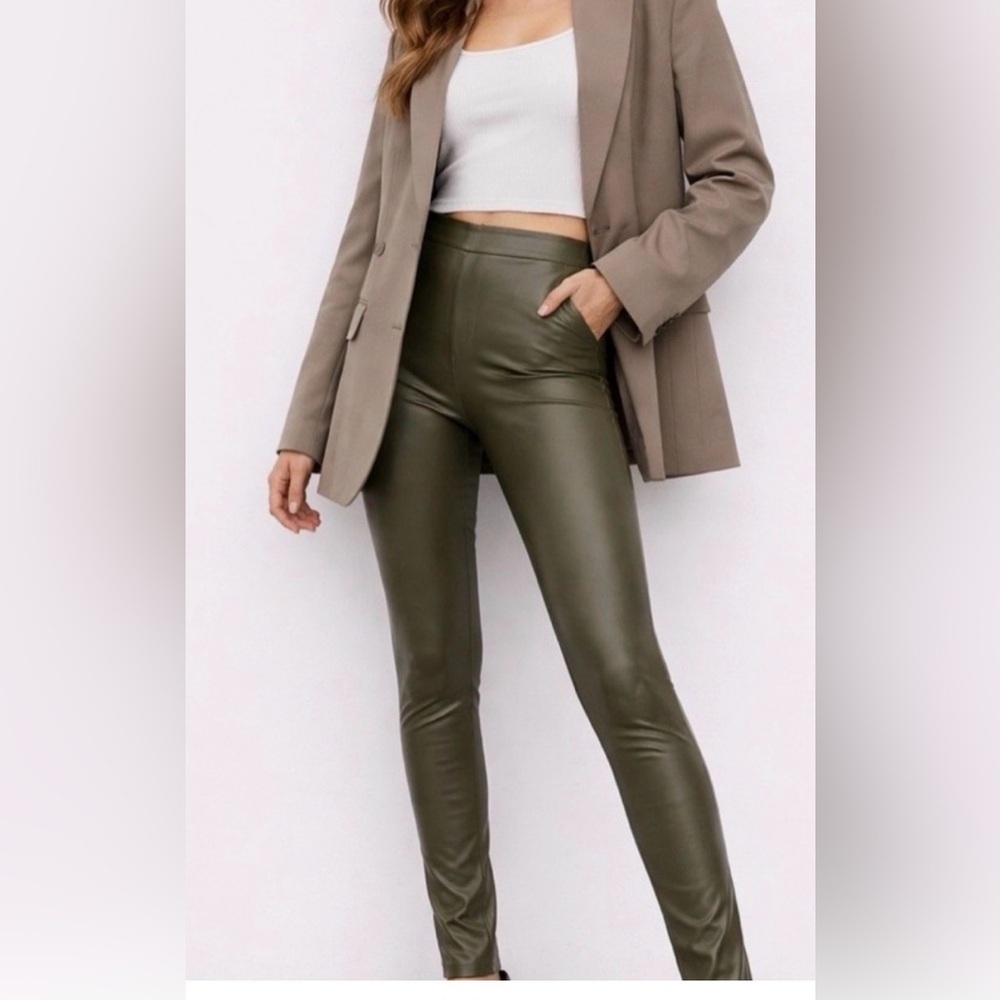 OFFLINE by Aerie Real Luxe Faux leather Olive green legging XXS